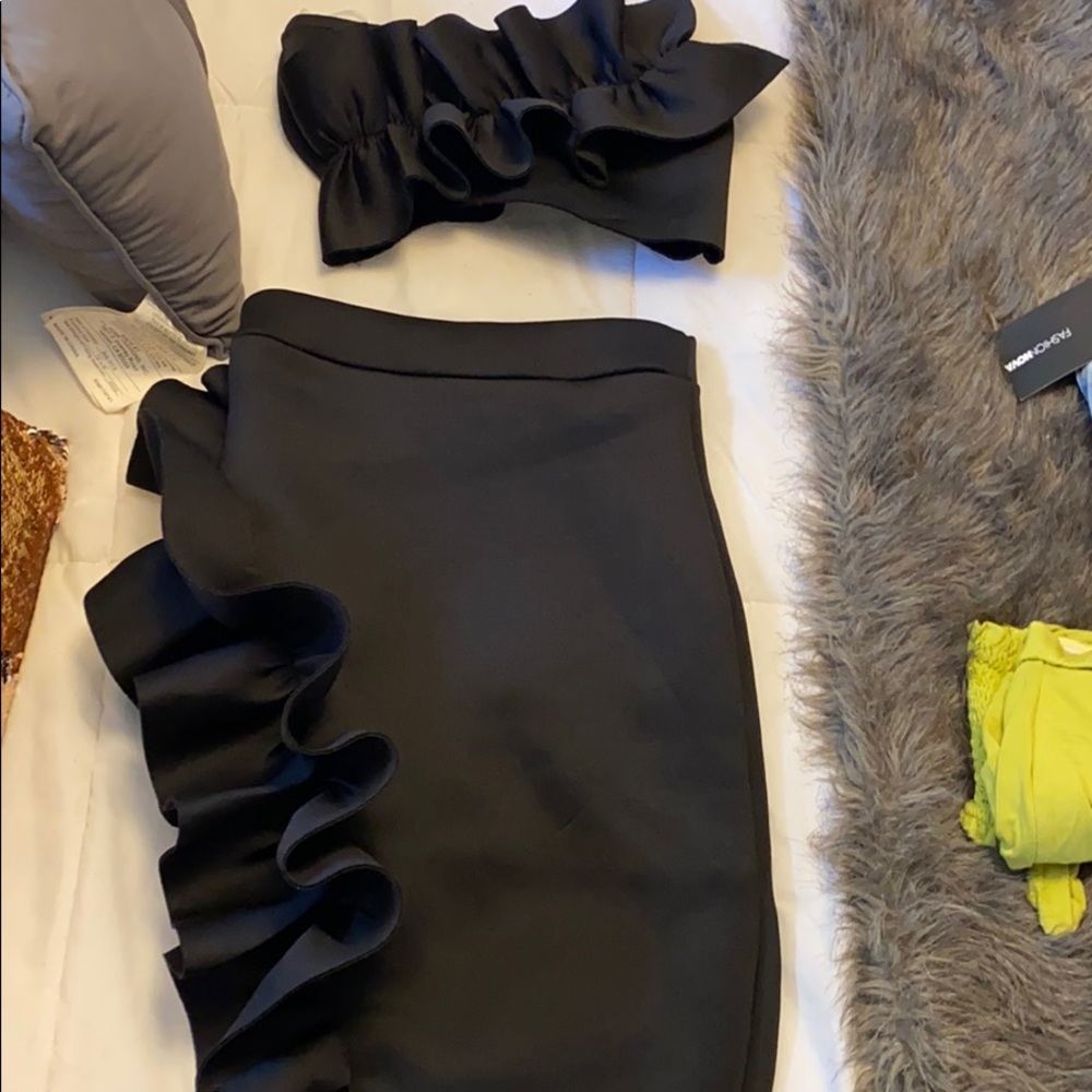 Black ruffle fashion nova 2 piece